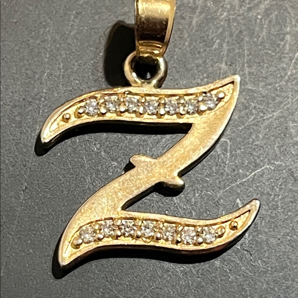 Gold Initial Z Pendant with Crystals